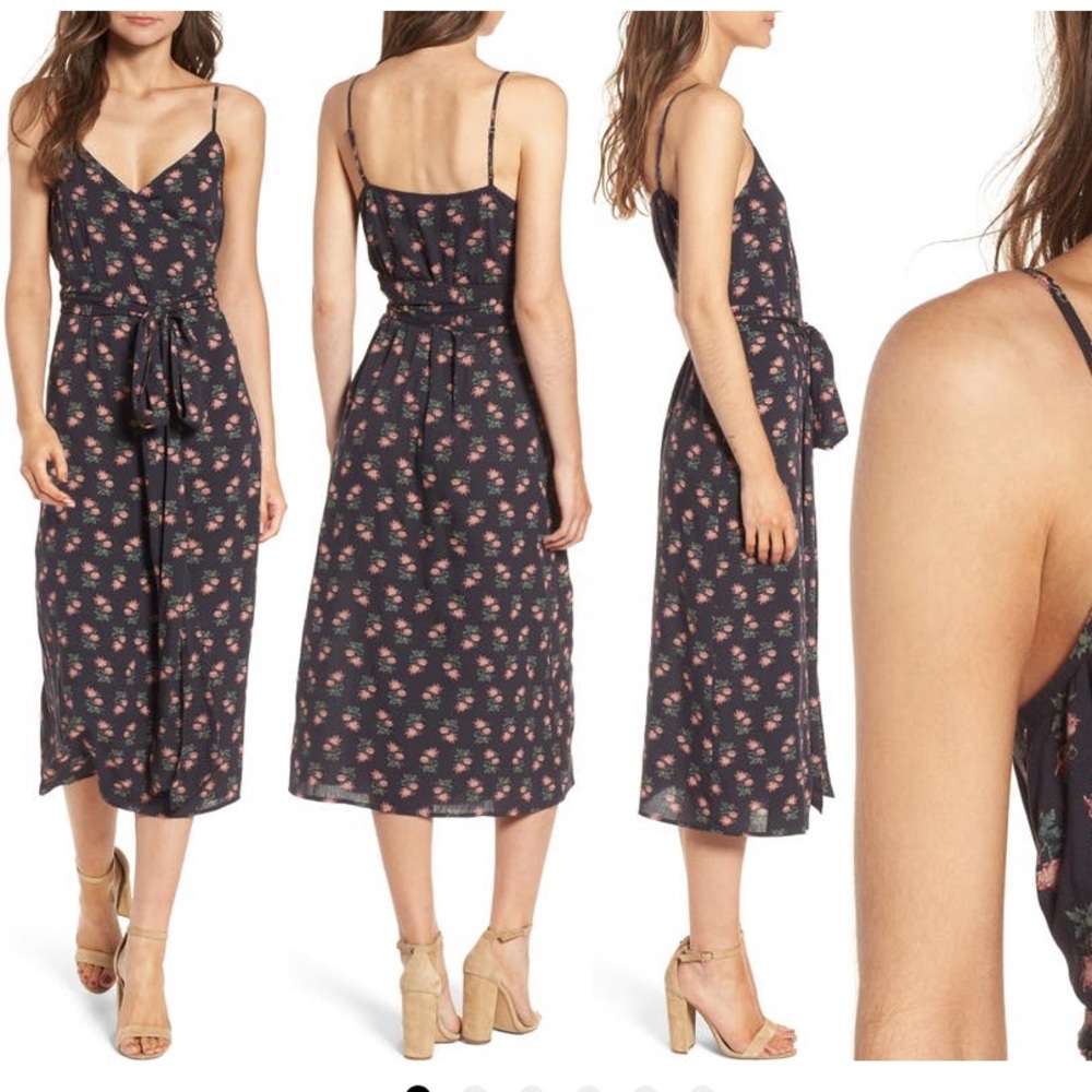 Hinge floral print wrap dress , w/spaghetti straps
